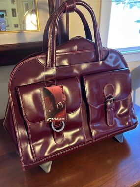 DAVIS | 15” Leather Wheeled Laptop Briefcase